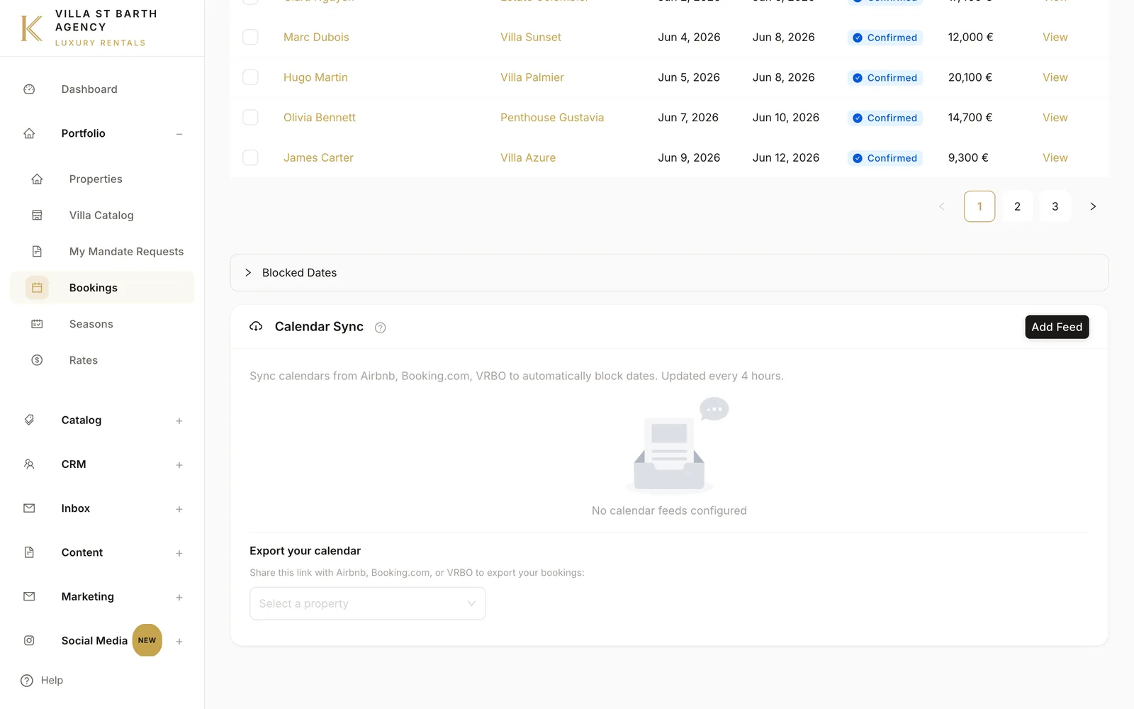 Calendar & contracts